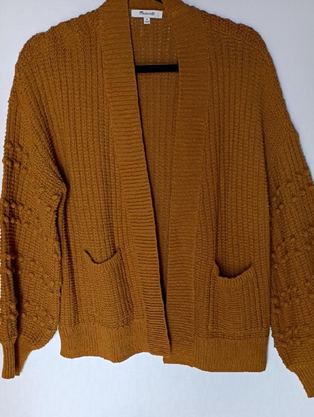 Madewell Women's  Bobble Sleeve Sycamore Cardigan Egyptian Gold Size M - Picture 3 of 10